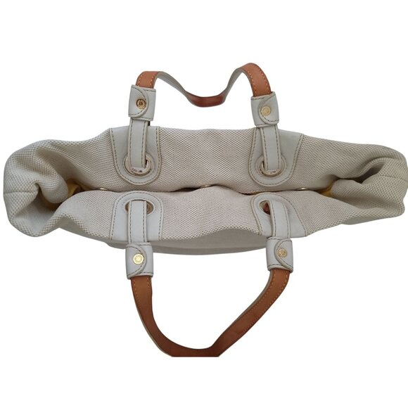 DOONEY & BOURKE Women's Cream Canvas Shopper Tote Bag Leather Handles - Picture 6 of 15